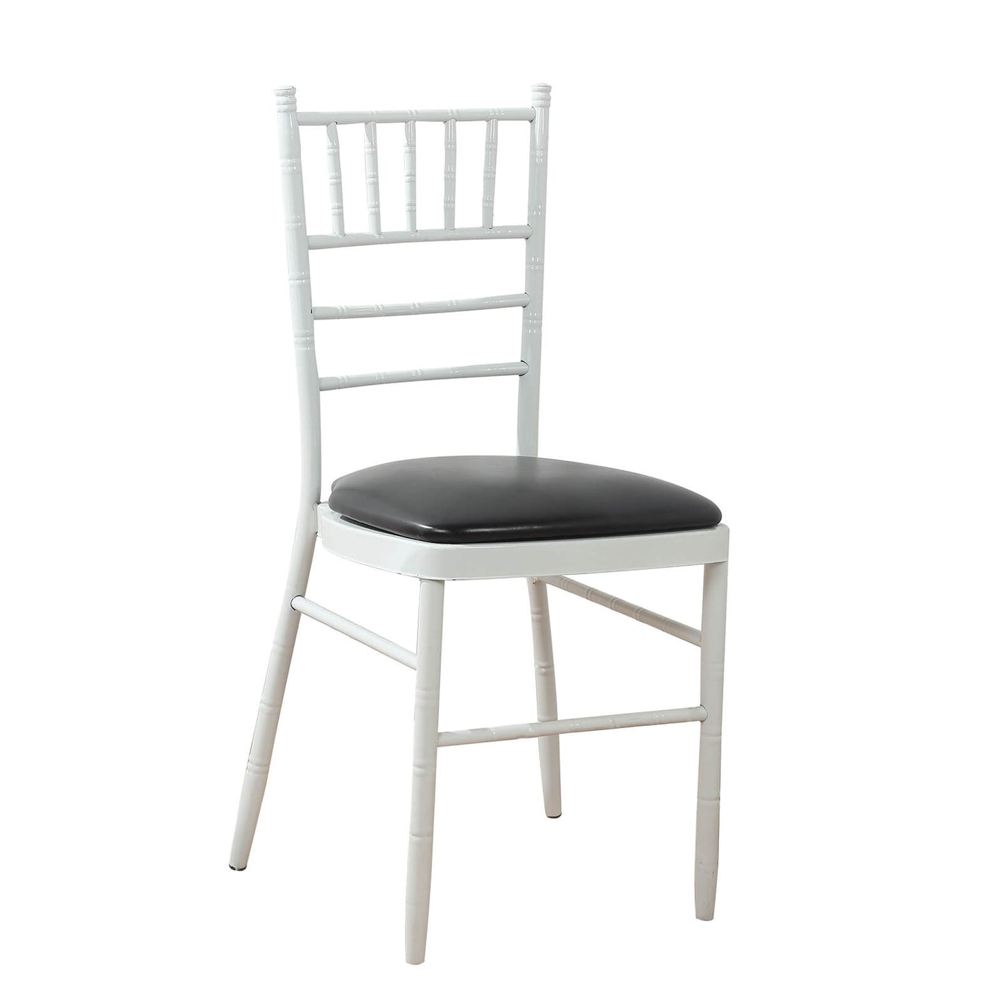 5 Pack Black PU Leather Chiavari Chair Cushion Pads with Wood Backed Design, 1.5" Thick Memory Foam Tie-Less Non Slip Removable Dining Chair Seat Pads - 16"