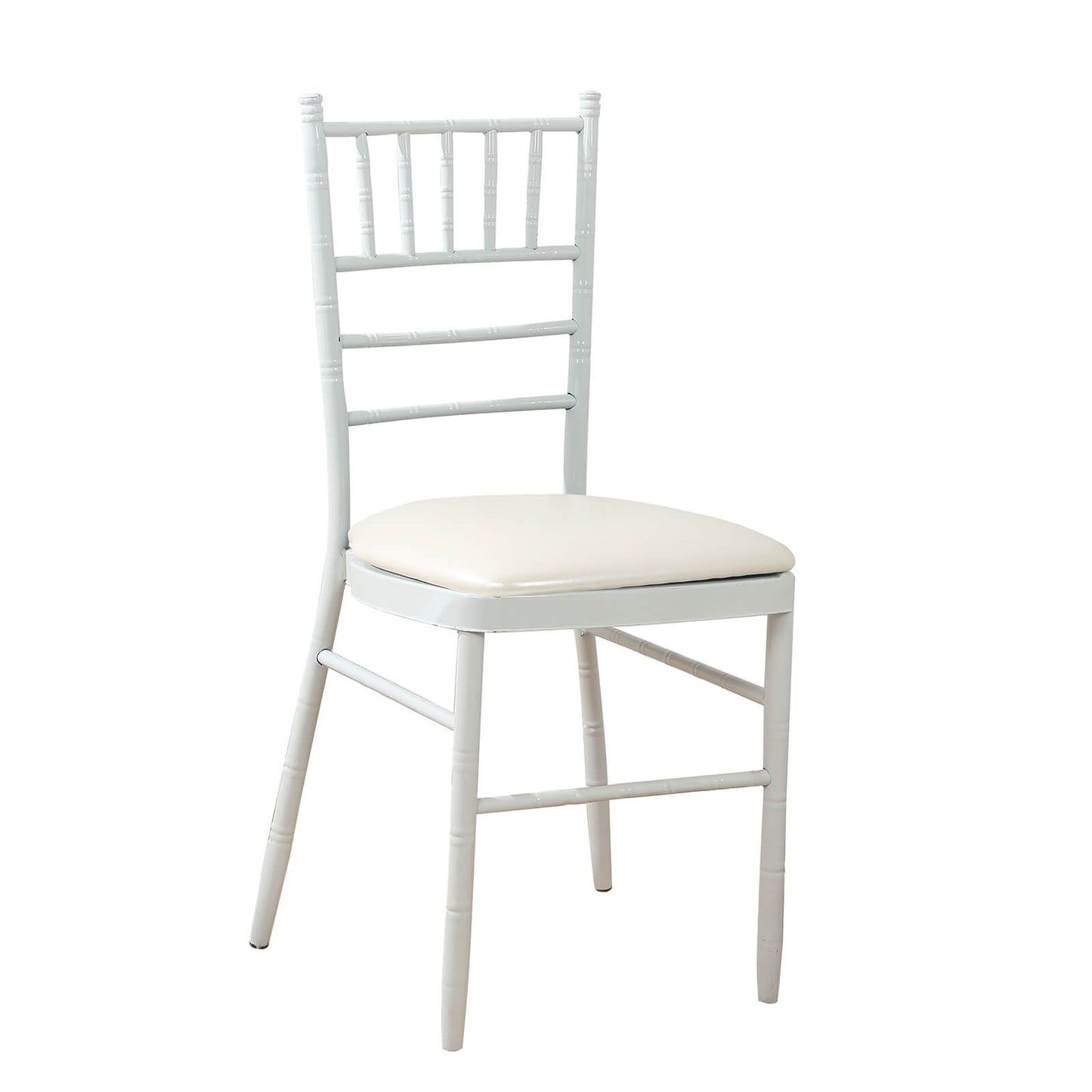 5 Pack Ivory PU Leather Chiavari Chair Cushion Pads with Wood Backed Design, 1.5" Thick Memory Foam Tie-Less Non Slip Removable Dining Chair Seat Pads - 16"