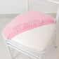 Pink spandex seat pad slipcover for Chiavari chair, fitted and washable.