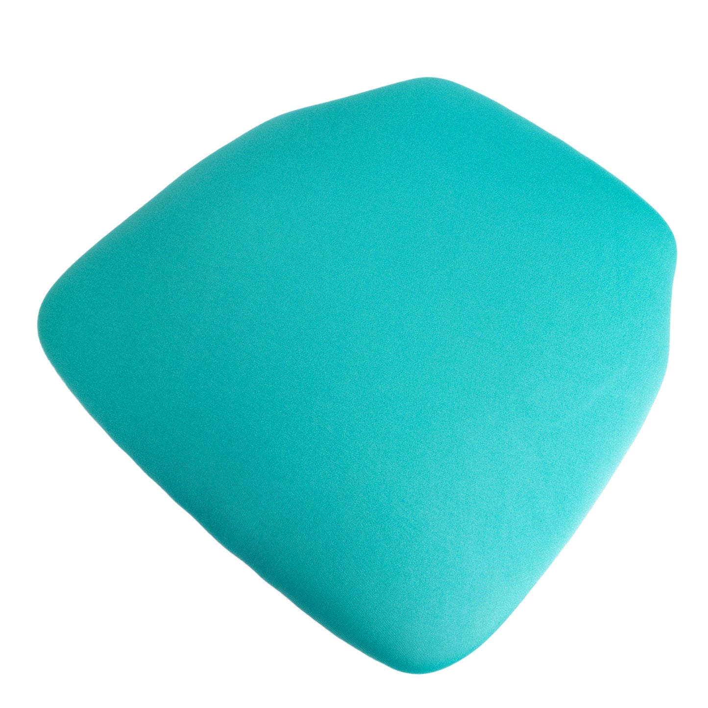 Turquoise spandex seat pad slipcover for Chiavari chairs.