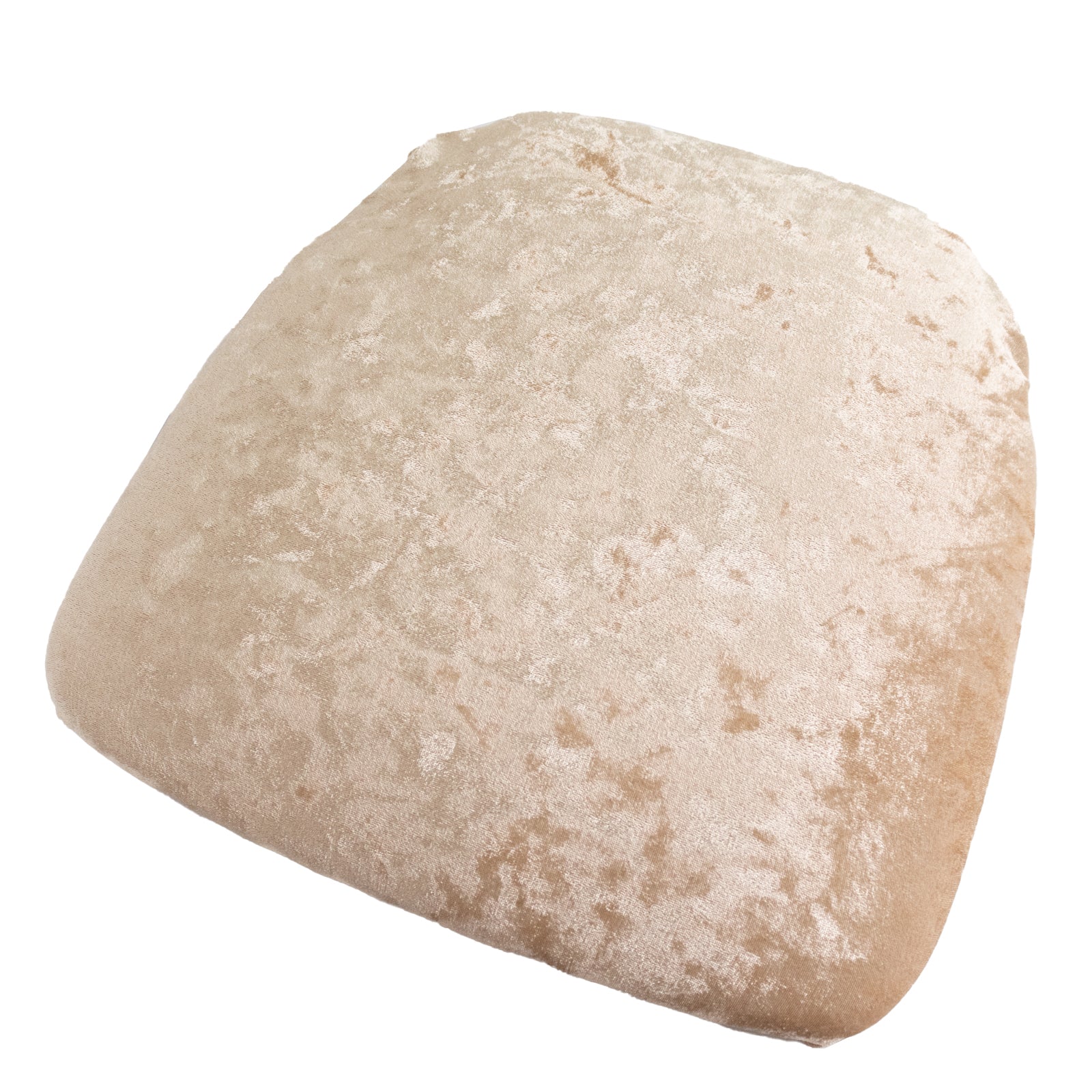 Beige crushed velvet seat pad cover for Chiavari chairs.