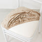 Beige crushed velvet seat pad cover for Chiavari chair.