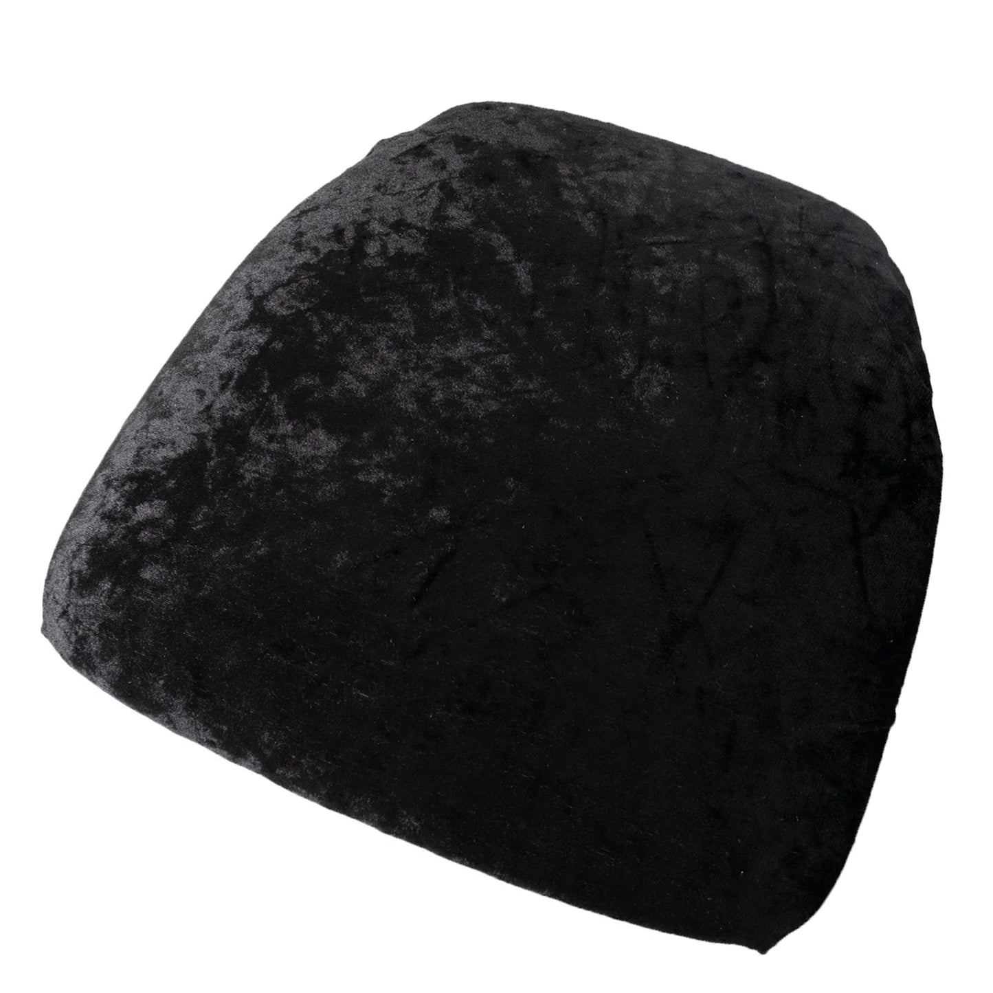 Black crushed velvet seat pad cover for Chiavari chairs.