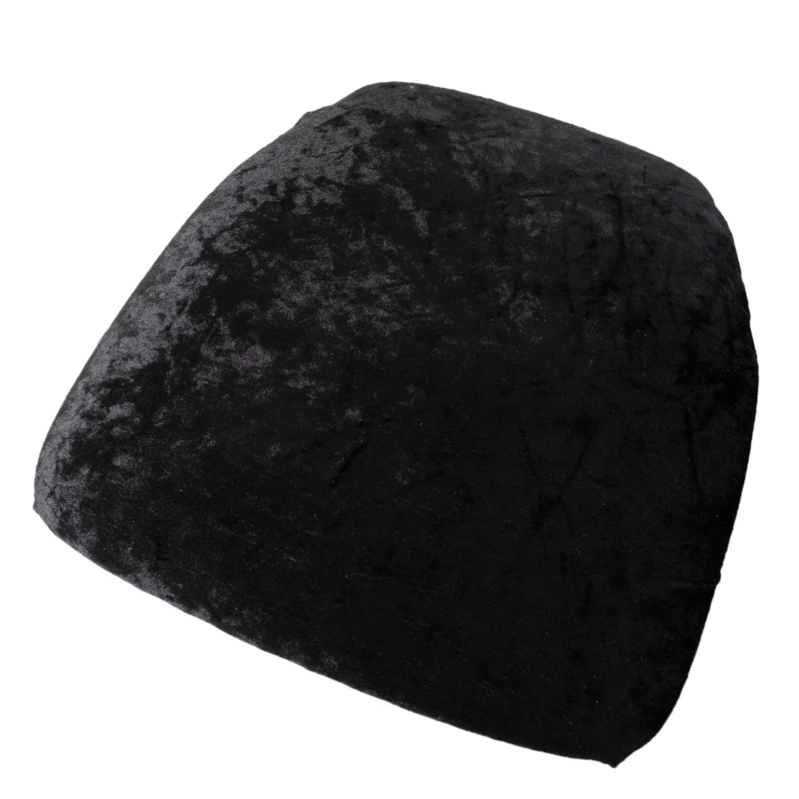 Black crushed velvet seat pad cover for Chiavari chairs.
