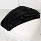 Black crushed velvet seat pad cover for Chiavari chair.