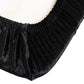 Black crushed velvet seat pad cover for Chiavari chairs.