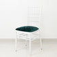 Hunter Emerald Green Chiavari chair cushion cover on a white chair.