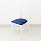 Navy blue crushed velvet seat pad cover on a Chiavari chair.