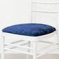 Navy blue crushed velvet seat pad cover for Chiavari chair.