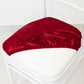 Red crushed velvet seat pad cover for Chiavari chairs.