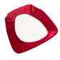 Red crushed velvet seat pad cover for Chiavari chairs.