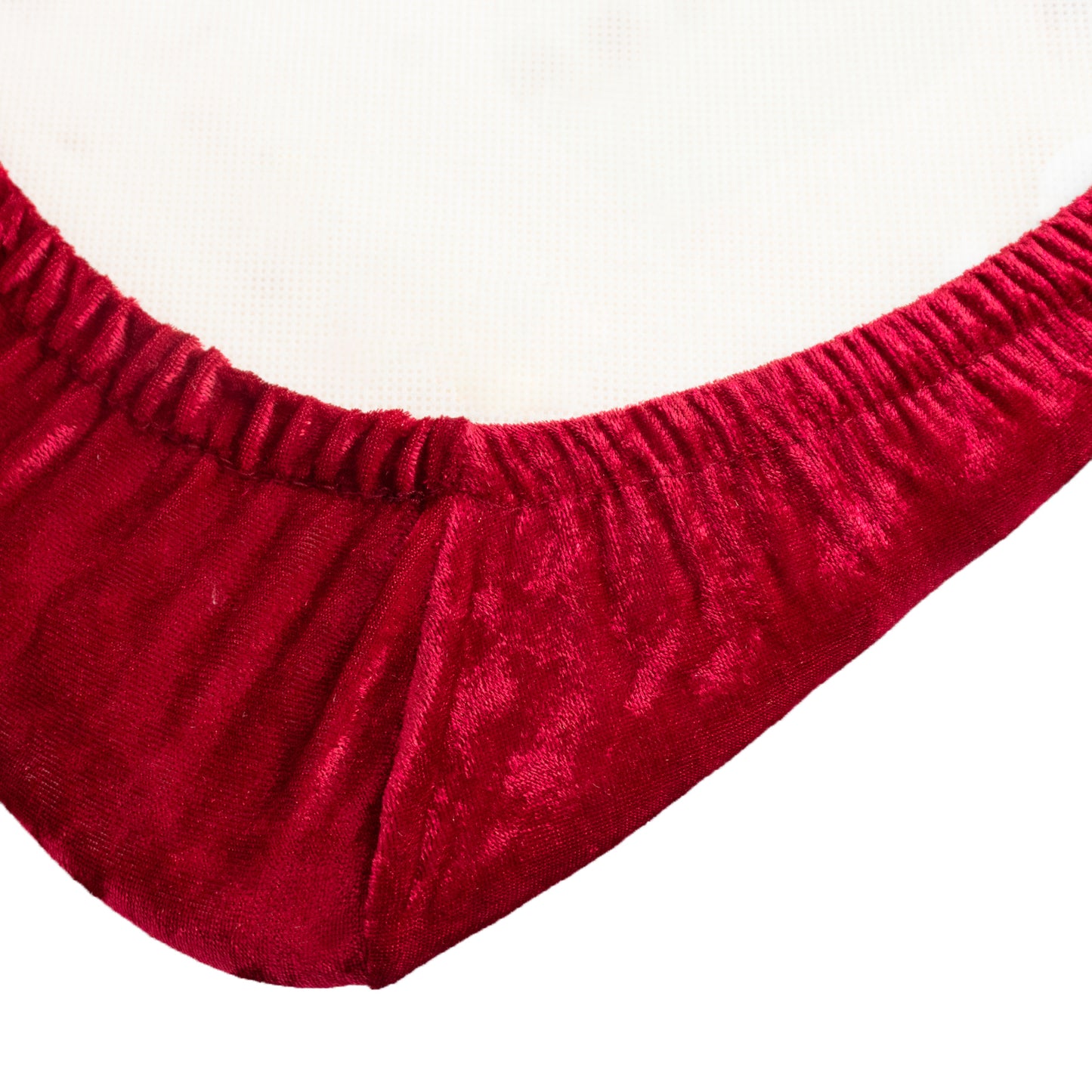 Red crushed velvet seat pad cover for Chiavari chairs.