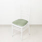 Sage green velvet seat pad cover for Chiavari chair.