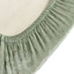 Sage green crushed velvet seat pad cover for Chiavari chairs.