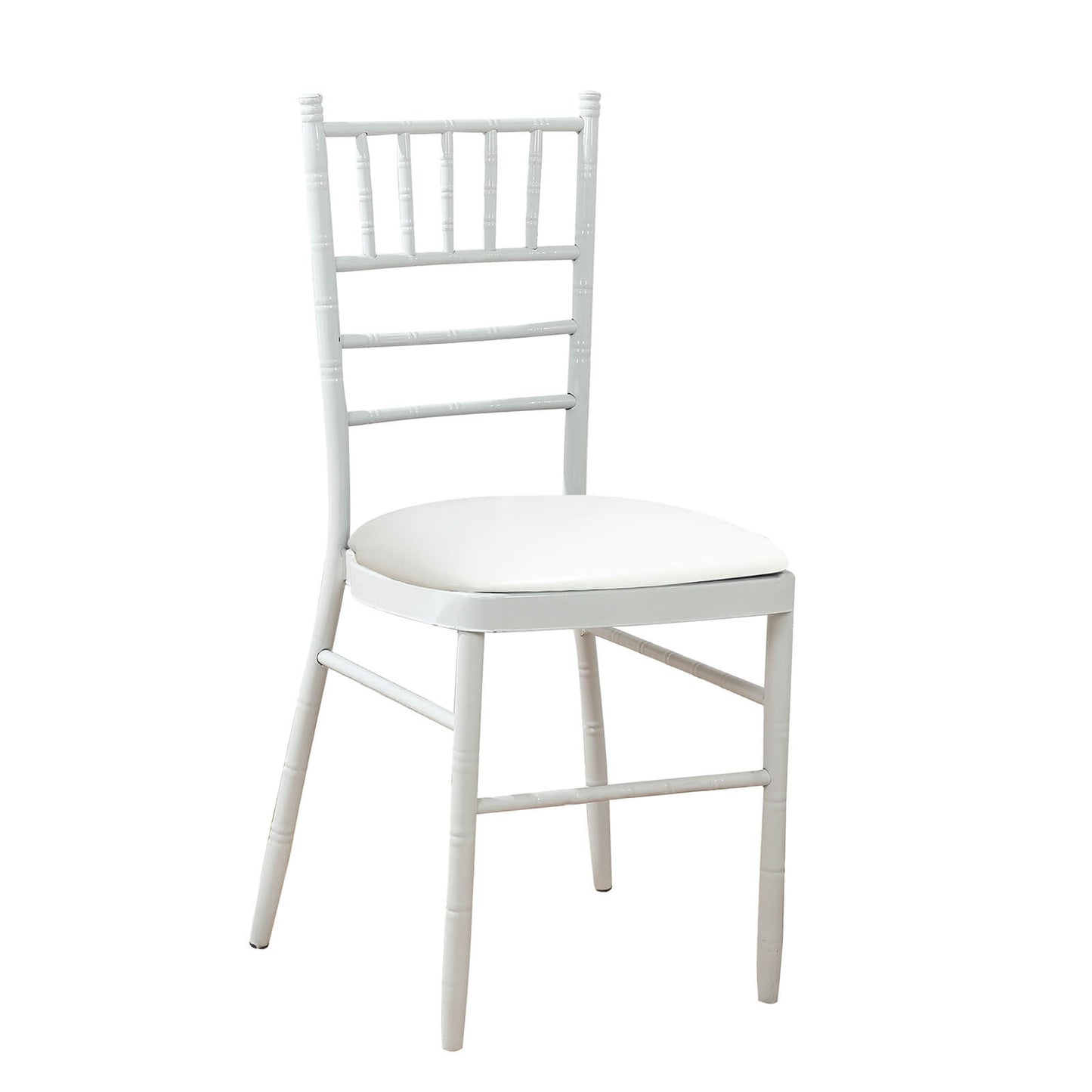 5 Pack White PU Leather Chiavari Chair Cushion Pads with Wood Backed Design, 1.5" Thick Memory Foam Tie-Less Non Slip Removable Dining Chair Seat Pads - 16"