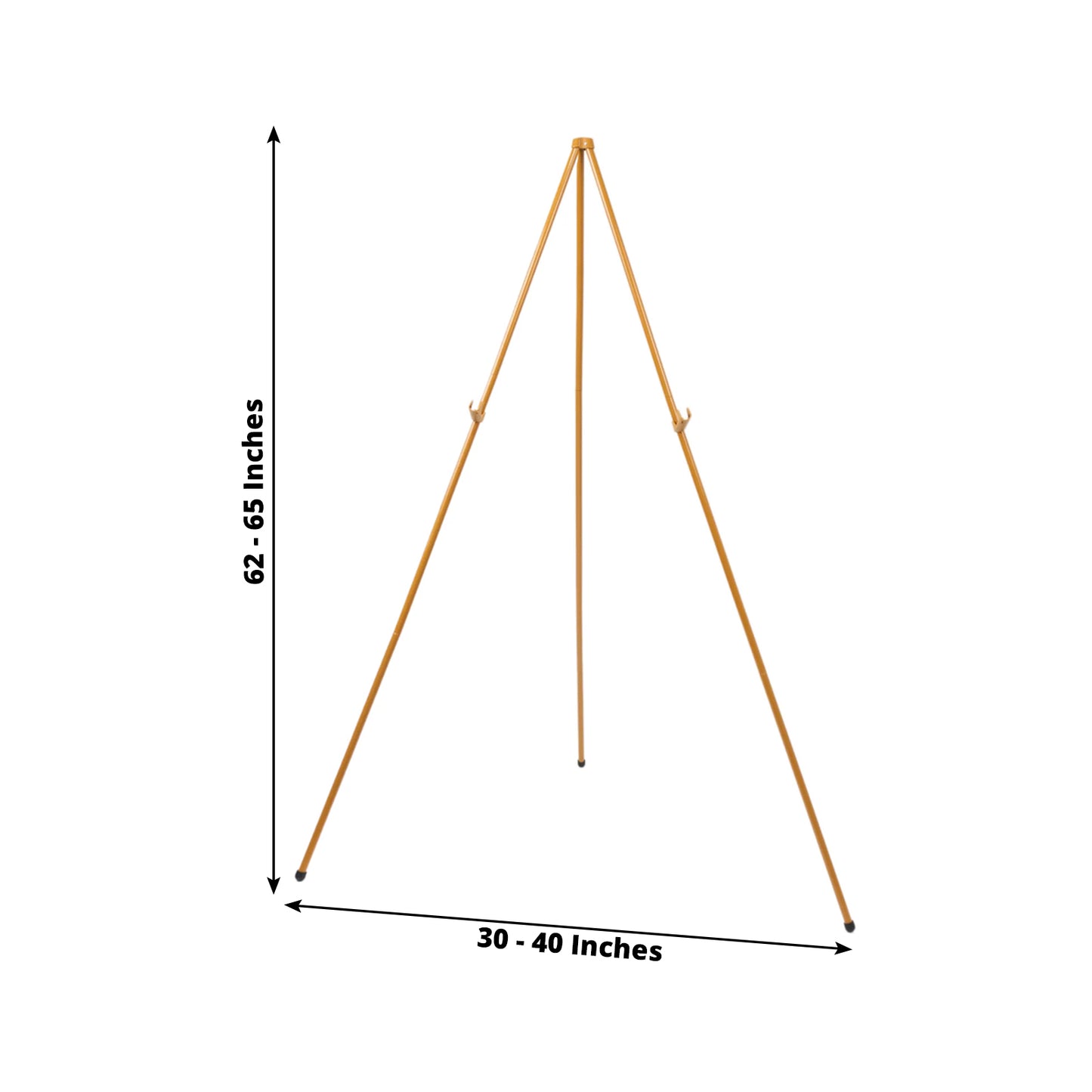 Gold metal easel stand, adjustable tripod for signs, posters, and art.