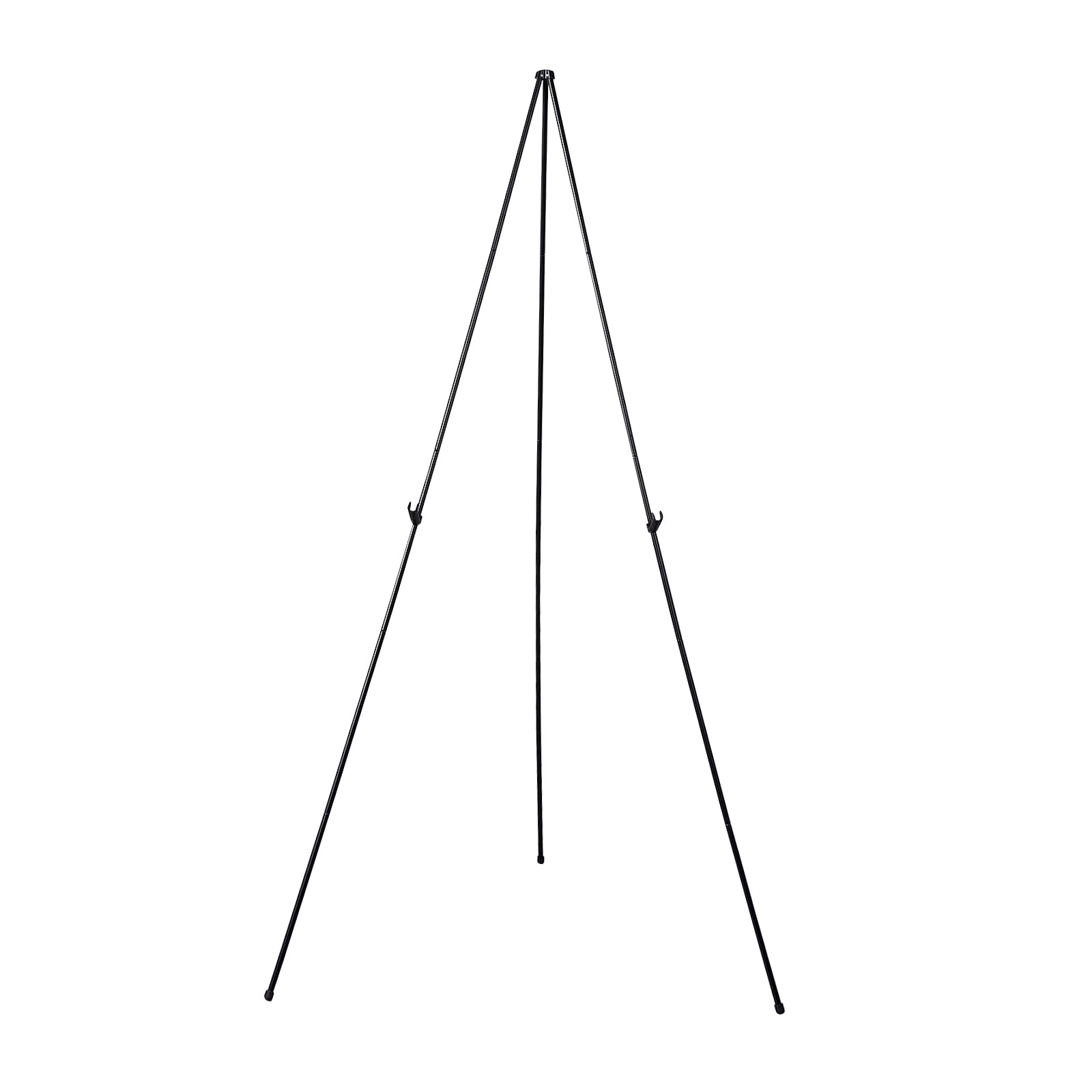 65" black metal sign holder easel stand, collapsible tripod design. #whtbkgd