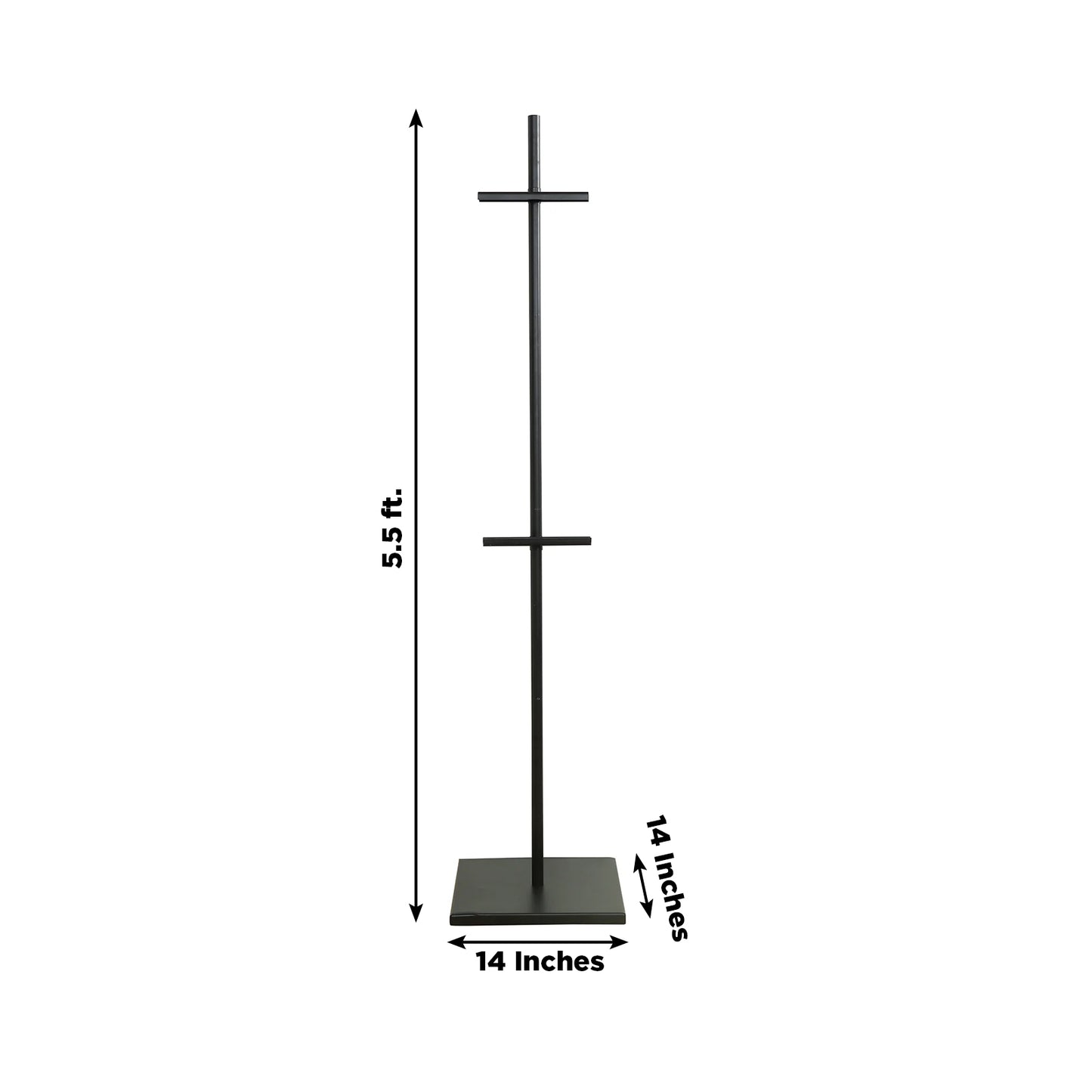 Black metal painting display easel stand, adjustable 5.5ft height.