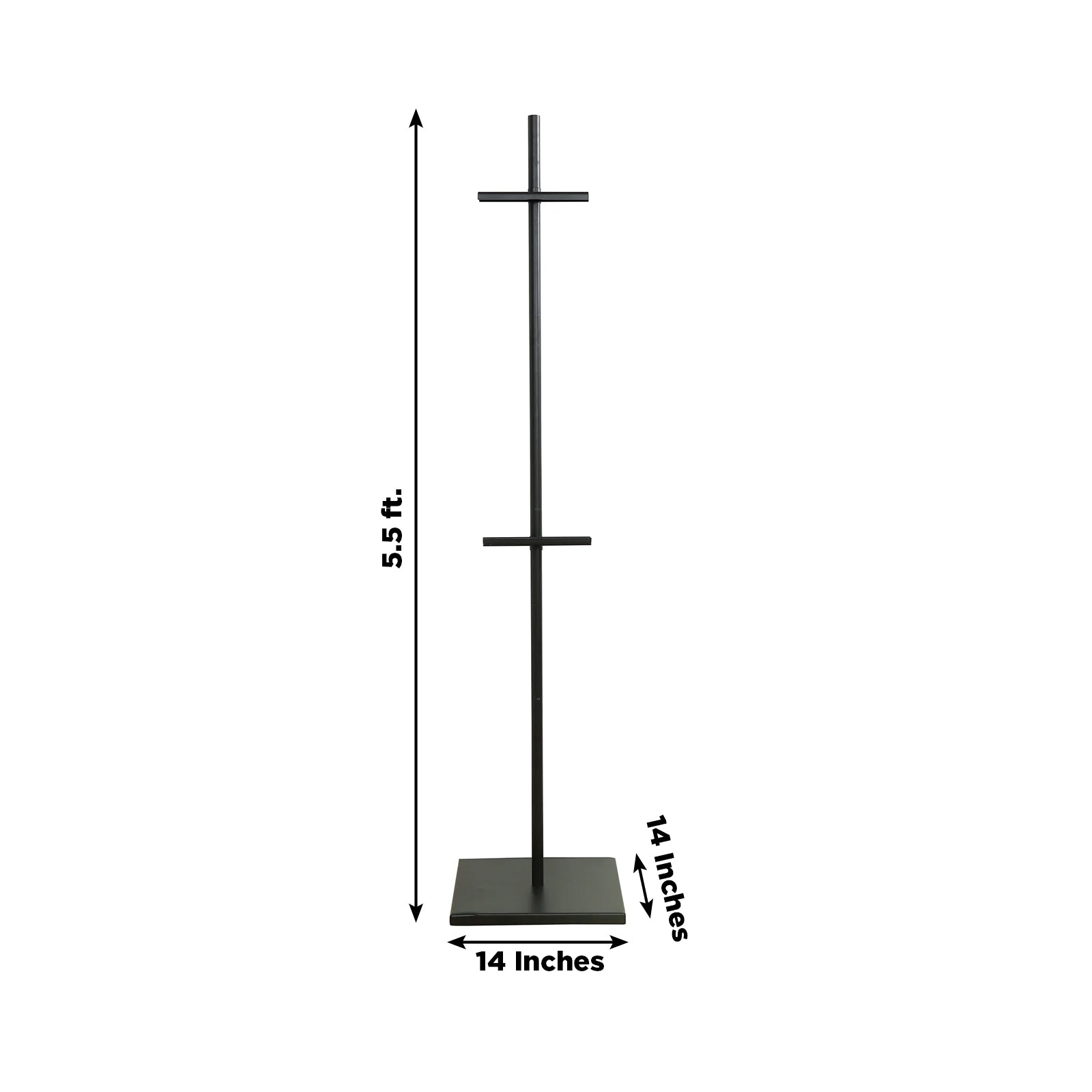 Black metal painting display easel stand, adjustable 5.5ft height.