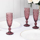 6 Pack Dusty Rose Crystal Cut Wine Goblet Toast Glasses, 6oz Transparent Textured Champagne Flute Glasses - 8"
