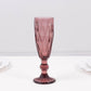 6 Pack Dusty Rose Crystal Cut Wine Goblet Toast Glasses, 6oz Transparent Textured Champagne Flute Glasses - 8"