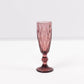 6 Pack Dusty Rose Crystal Cut Wine Goblet Toast Glasses, 6oz Transparent Textured Champagne Flute Glasses - 8"