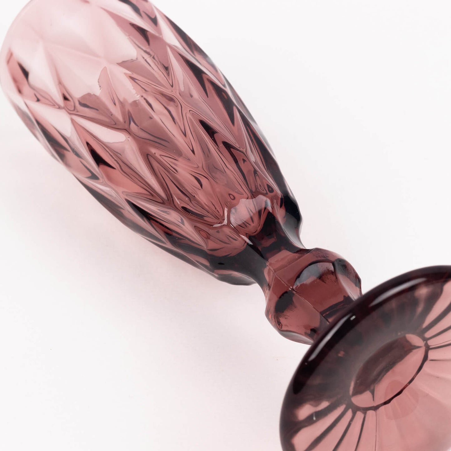 6 Pack Dusty Rose Crystal Cut Wine Goblet Toast Glasses, 6oz Transparent Textured Champagne Flute Glasses - 8"