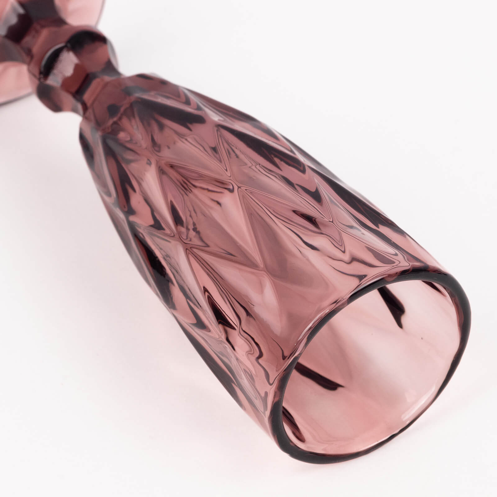 6 Pack Dusty Rose Crystal Cut Wine Goblet Toast Glasses, 6oz Transparent Textured Champagne Flute Glasses - 8"