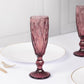 6 Pack Dusty Rose Crystal Cut Wine Goblet Toast Glasses, 6oz Transparent Textured Champagne Flute Glasses - 8"