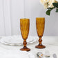 6-Pack Champagne Flute Glasses Transparent Amber Gold Textured Crystal Cut Design - Chic Wine Goblets for Parties & Events 6oz 8"