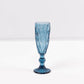 6 Pack Ocean Blue Crystal Cut Wine Goblet Toast Glasses, 6oz Transparent Textured Champagne Flute Glasses - 8"