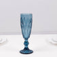 6 Pack Ocean Blue Crystal Cut Wine Goblet Toast Glasses, 6oz Transparent Textured Champagne Flute Glasses - 8"