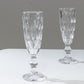 6-Pack Champagne Flute Glasses Clear Textured Crystal Cut Design - Chic Wine Goblets for Parties & Events 6oz 8"
