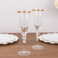 6 Pack Crystal Gold Rimmed Champagne Flute Glasses with Long Beaded Stem, 6oz Clear Toasting Cocktail Wine Glasses - 8.5"