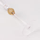 Gold rim crystal champagne flute with studded diamond rhinestones.