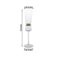 Clear champagne flute with gold ring accent, elegant for celebrations.