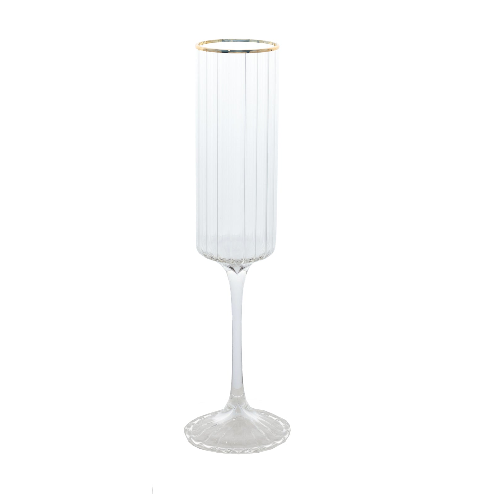 Clear champagne flute with gold rim, 7oz, elegant design for toasting.