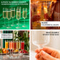 Clear champagne flutes with gold rim, elegant design for toasting celebrations.