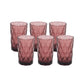 6 Pack Dusty Rose Crystal Cut Highball Cocktail Glasses with Heavy Base, 12oz Textured Whiskey Tumbler Drinking Glasses - 5"