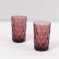 6 Pack Dusty Rose Crystal Cut Highball Cocktail Glasses with Heavy Base, 12oz Textured Whiskey Tumbler Drinking Glasses - 5"
