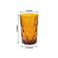 6-Pack Whiskey Glasses Amber Gold Textured Crystal Cut Design with Heavy Base - Transparent Highball Tumblers for Parties & Events 12oz 5"