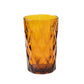 6-Pack Whiskey Glasses Amber Gold Textured Crystal Cut Design with Heavy Base - Transparent Highball Tumblers for Parties & Events 12oz 5"
