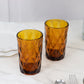 6-Pack Whiskey Glasses Amber Gold Textured Crystal Cut Design with Heavy Base - Transparent Highball Tumblers for Parties & Events 12oz 5"