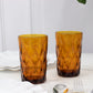6-Pack Whiskey Glasses Amber Gold Textured Crystal Cut Design with Heavy Base - Transparent Highball Tumblers for Parties & Events 12oz 5"