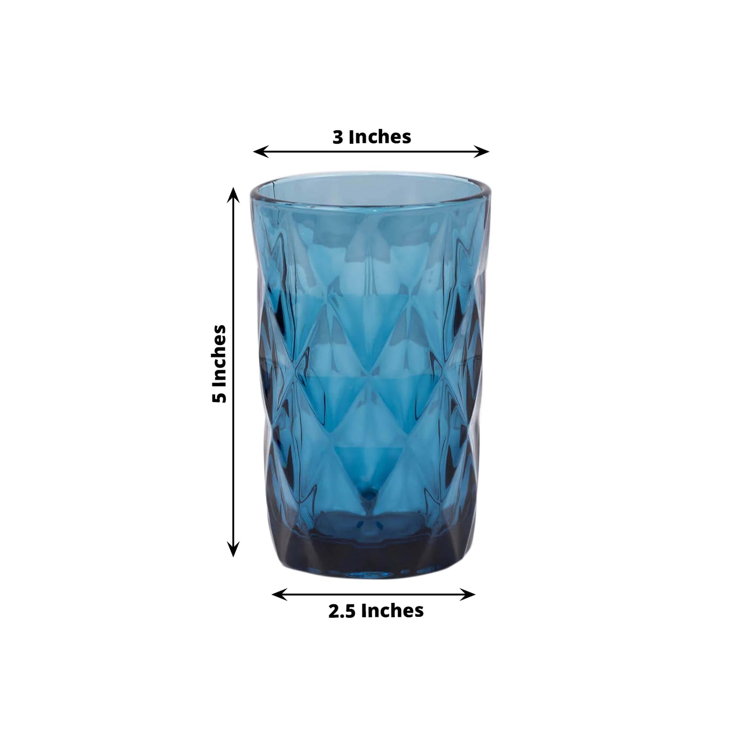 6 Pack Ocean Blue Crystal Cut Highball Cocktail Glasses with Heavy Base, 12oz Textured Whiskey Tumbler Drinking Glasses - 5"