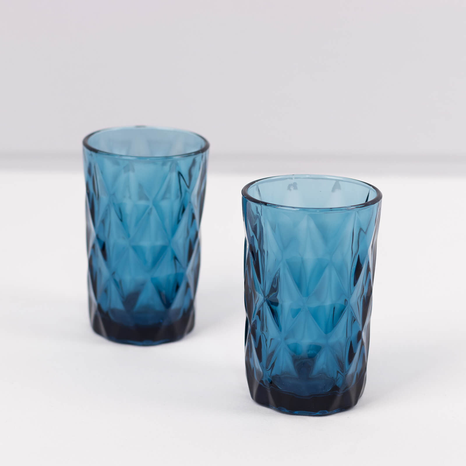 6 Pack Ocean Blue Crystal Cut Highball Cocktail Glasses with Heavy Base, 12oz Textured Whiskey Tumbler Drinking Glasses - 5"