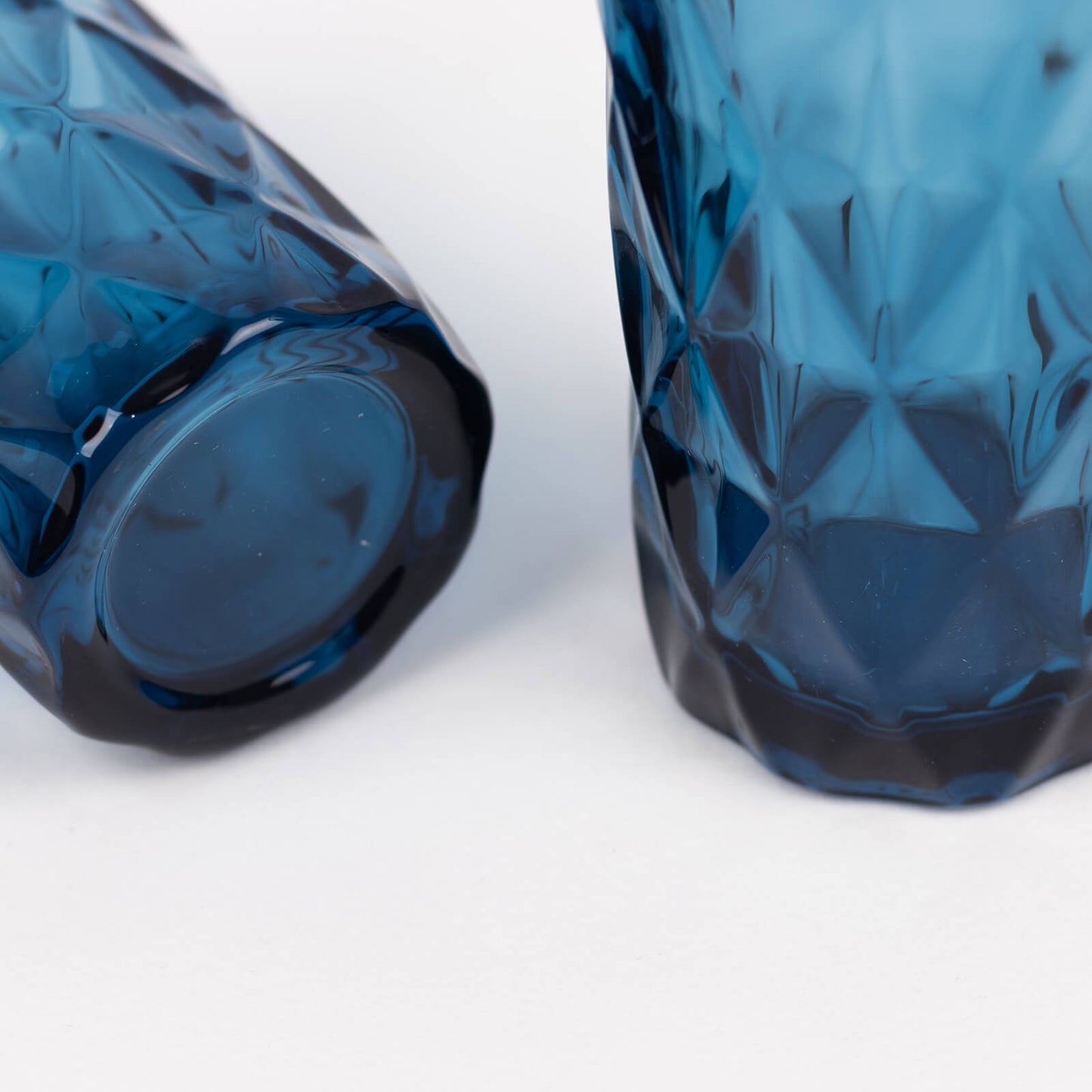 6 Pack Ocean Blue Crystal Cut Highball Cocktail Glasses with Heavy Base, 12oz Textured Whiskey Tumbler Drinking Glasses - 5"