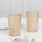 6 Pack Embossed Glass Tumblers – 13oz Amber Gold Vintage Textured Floral Drinking Cups for Water & Cocktails