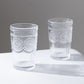 6 Pack Embossed Glass Tumblers – 13oz Clear Vintage Textured Floral Drinking Cups for Water & Cocktails