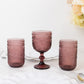 Vintage Embossed Drinking Glasses, Highball Cocktail Glass Tumblers with Textured Floral Pattern - Dusty Rose, 14oz, 6-Pack